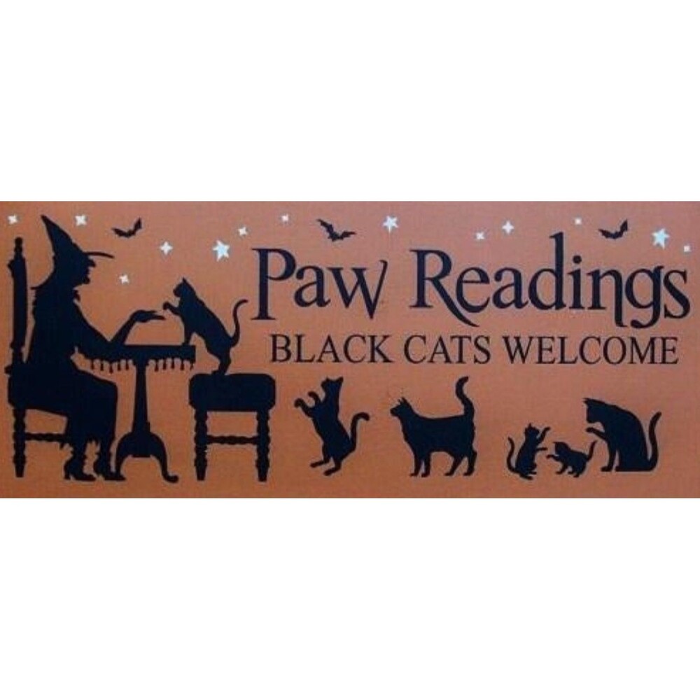 Primitive Witch Signs Black Cats Paw Readings Tarot Cards halloween decorations